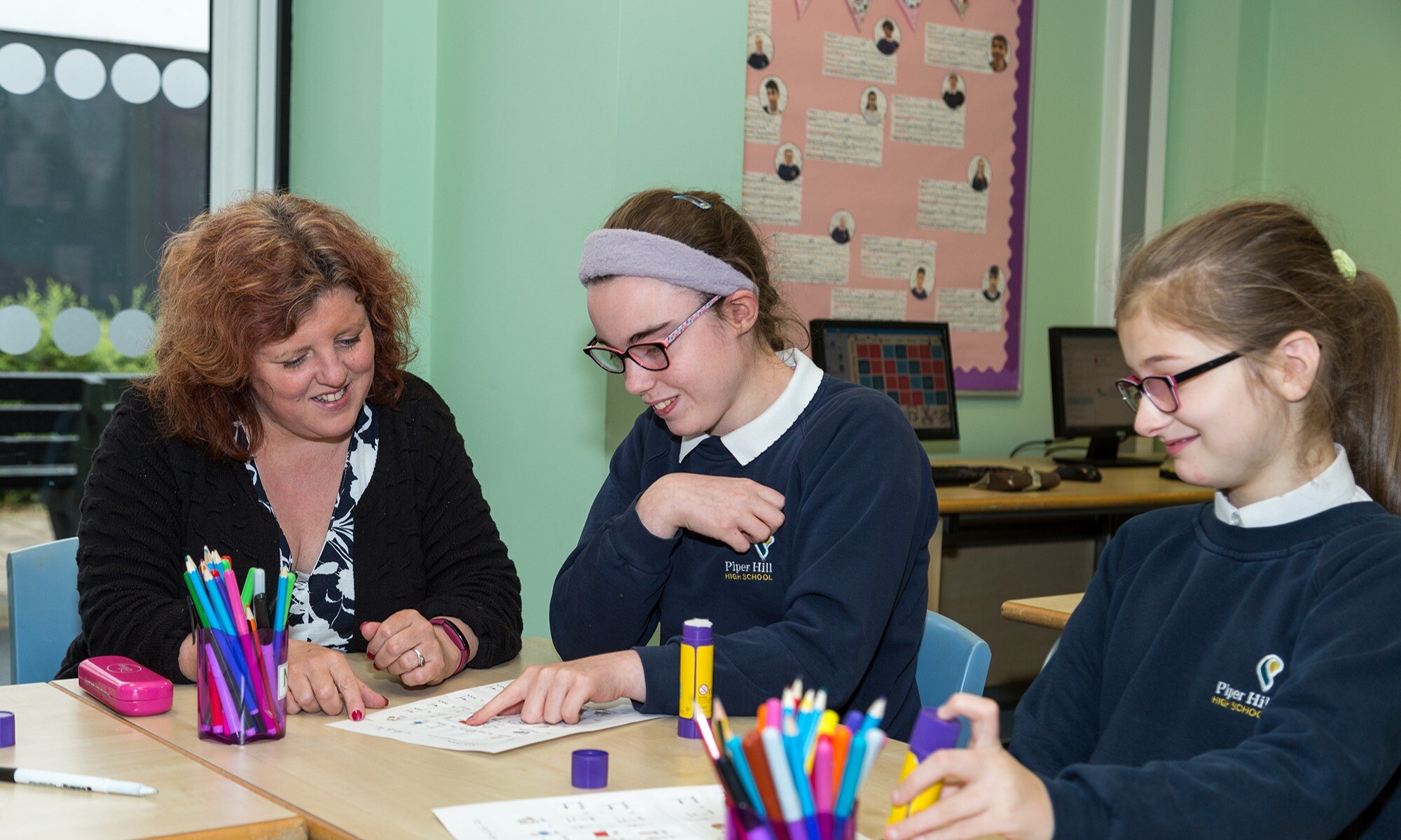 Piper Hill High School pupils working together in class